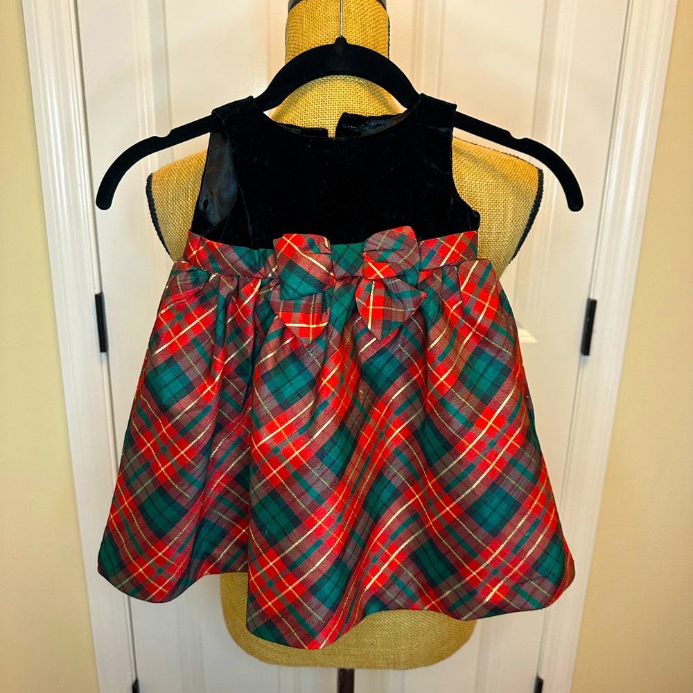 Gymboree Little Girls Velvet Plaid Christmas Holiday  Sleeveless Dress 9-12mo